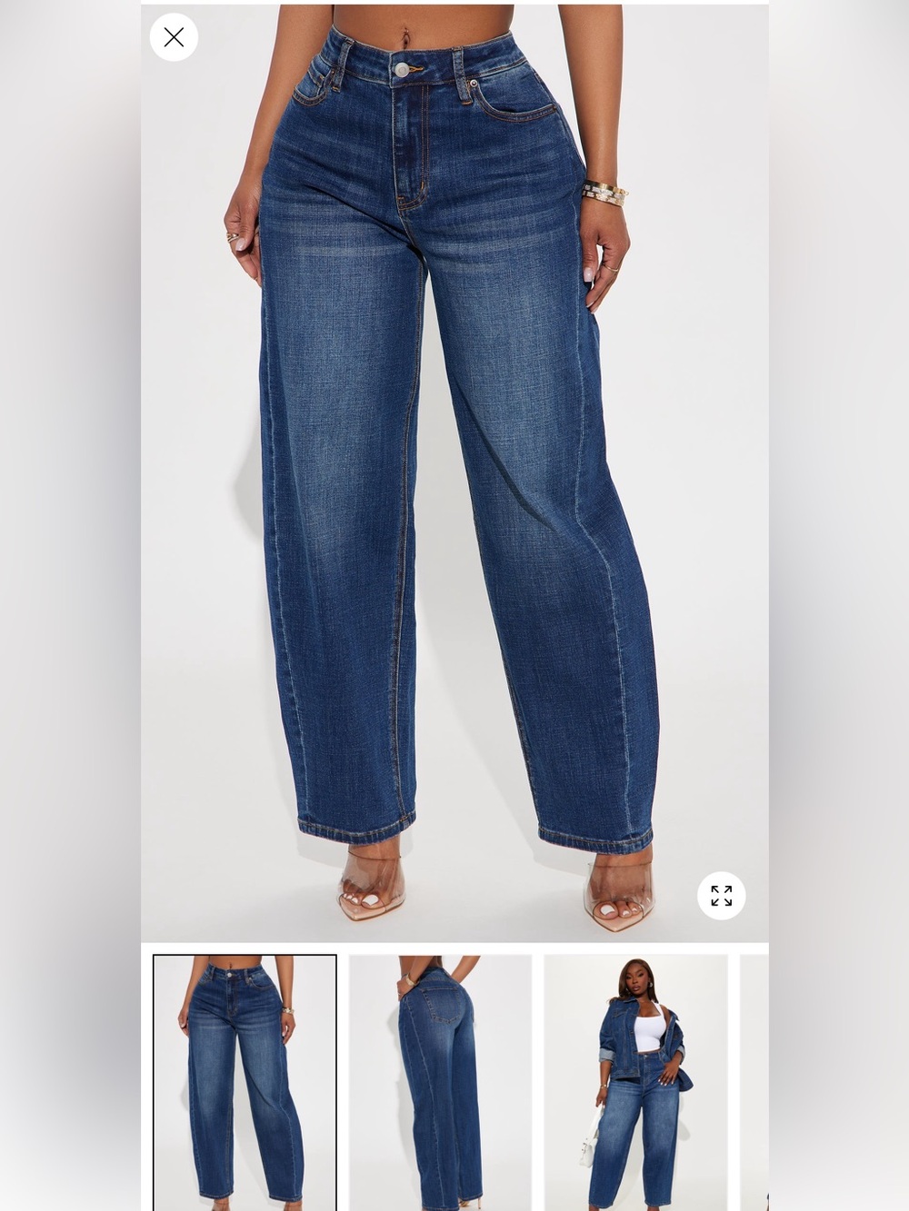 NWT Fashion Nova Women Barrel Leg Jeans Size 7 Dark Wash